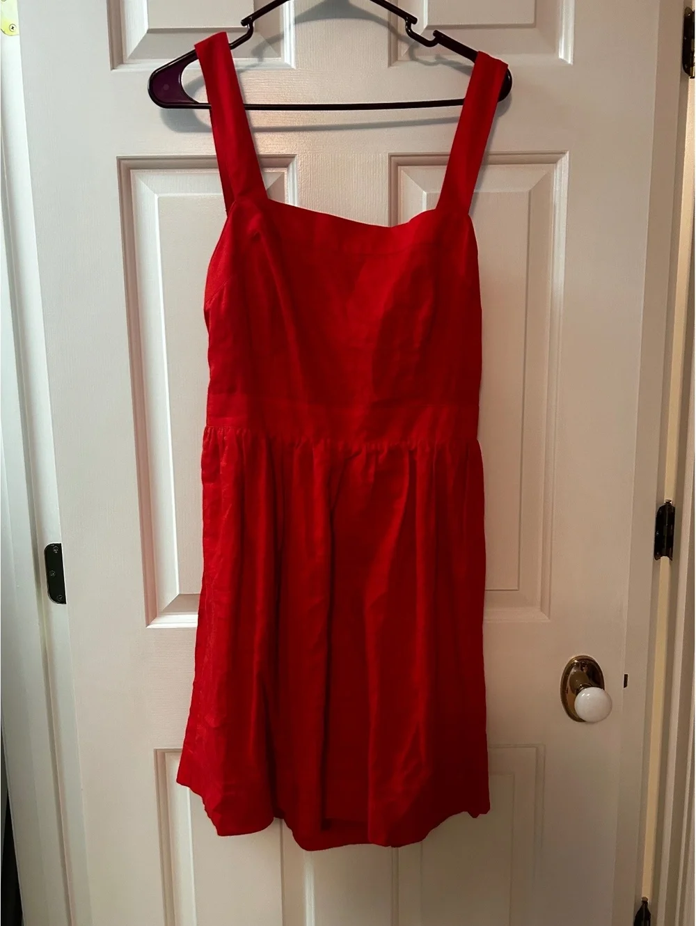 J.Crew Red Linen Cotton Blend Sleeveless Dress Size Large